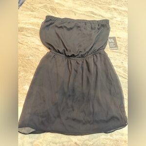 Express Strapless Black Chiffon Dress Elastic Waist Size M NWT